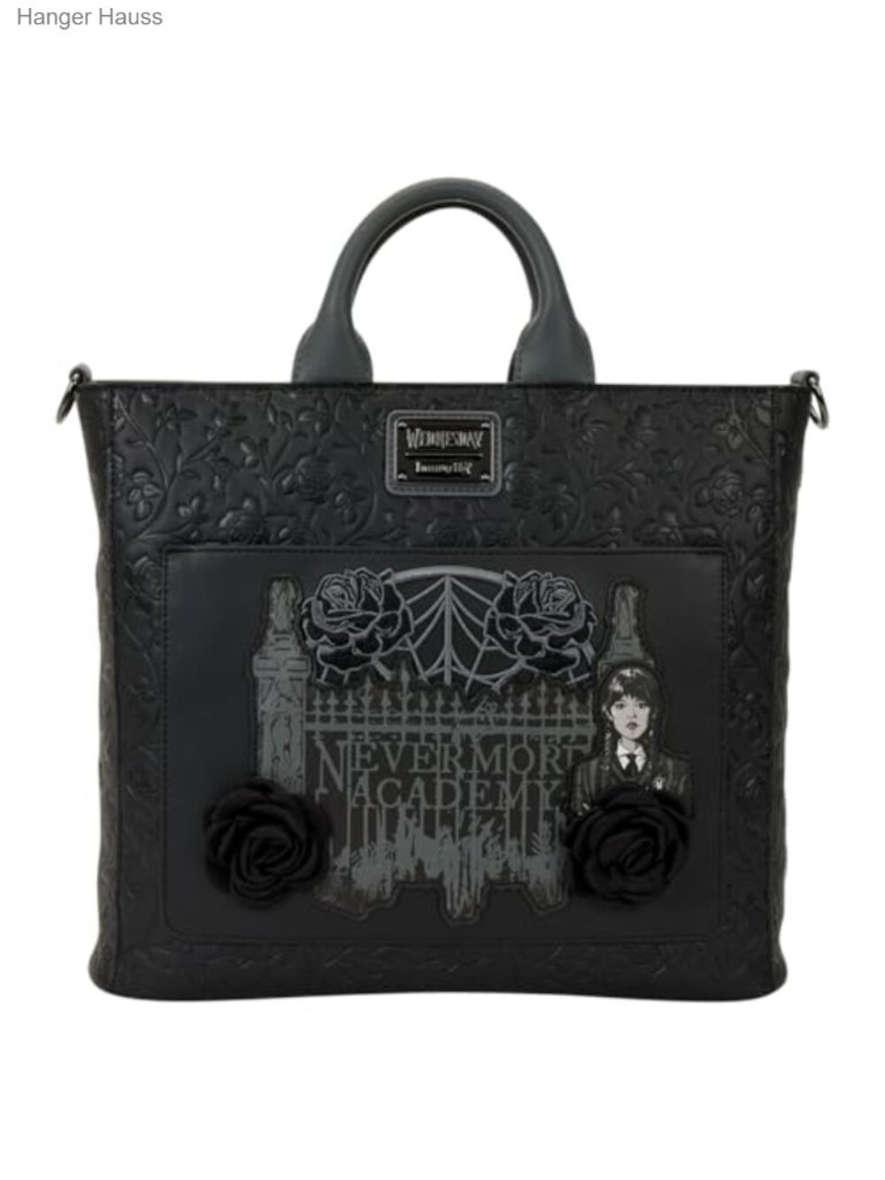 Faux Leather Convertible Tote Backpack Wednesday Roses Embossed